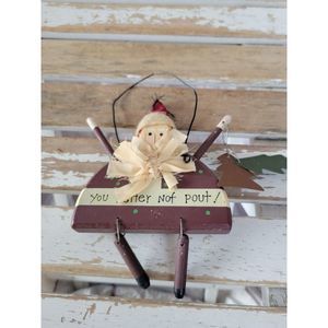 Unique wooden country Santa tree ornament Xmas holiday